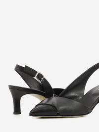 Black leather slingback heels
