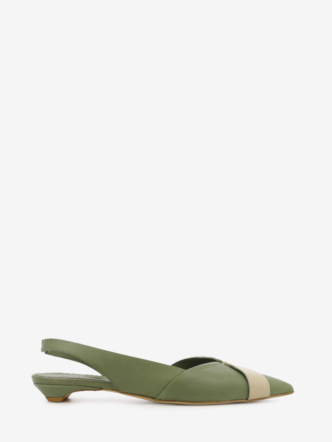 Slingback in pelle bicolore salvia / beige