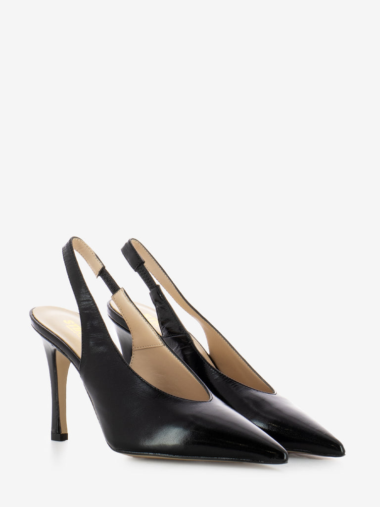 STIMM - Slingback in pelle lucida nero