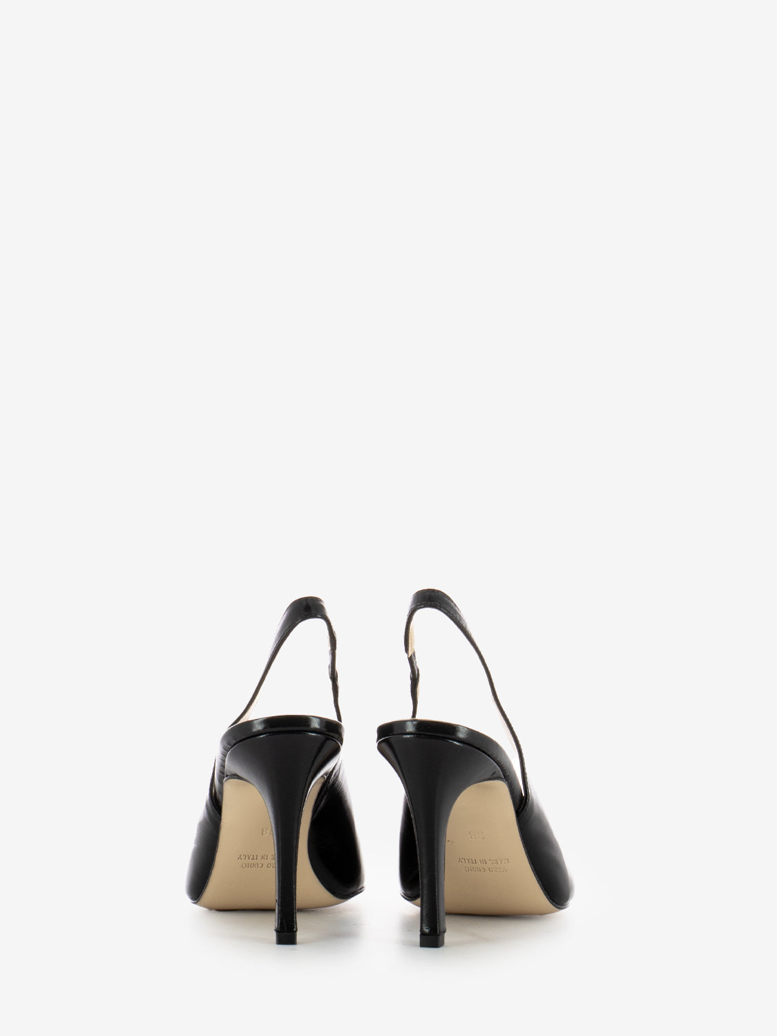 Slingback in pelle lucida nero