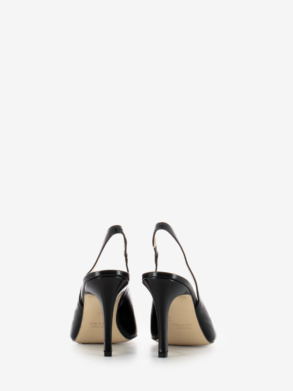Slingback in pelle lucida nero