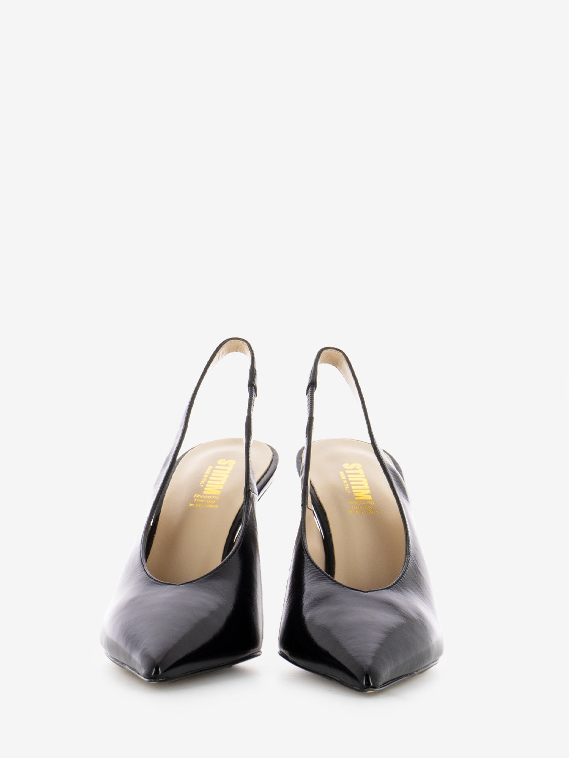 Slingback in pelle lucida nero