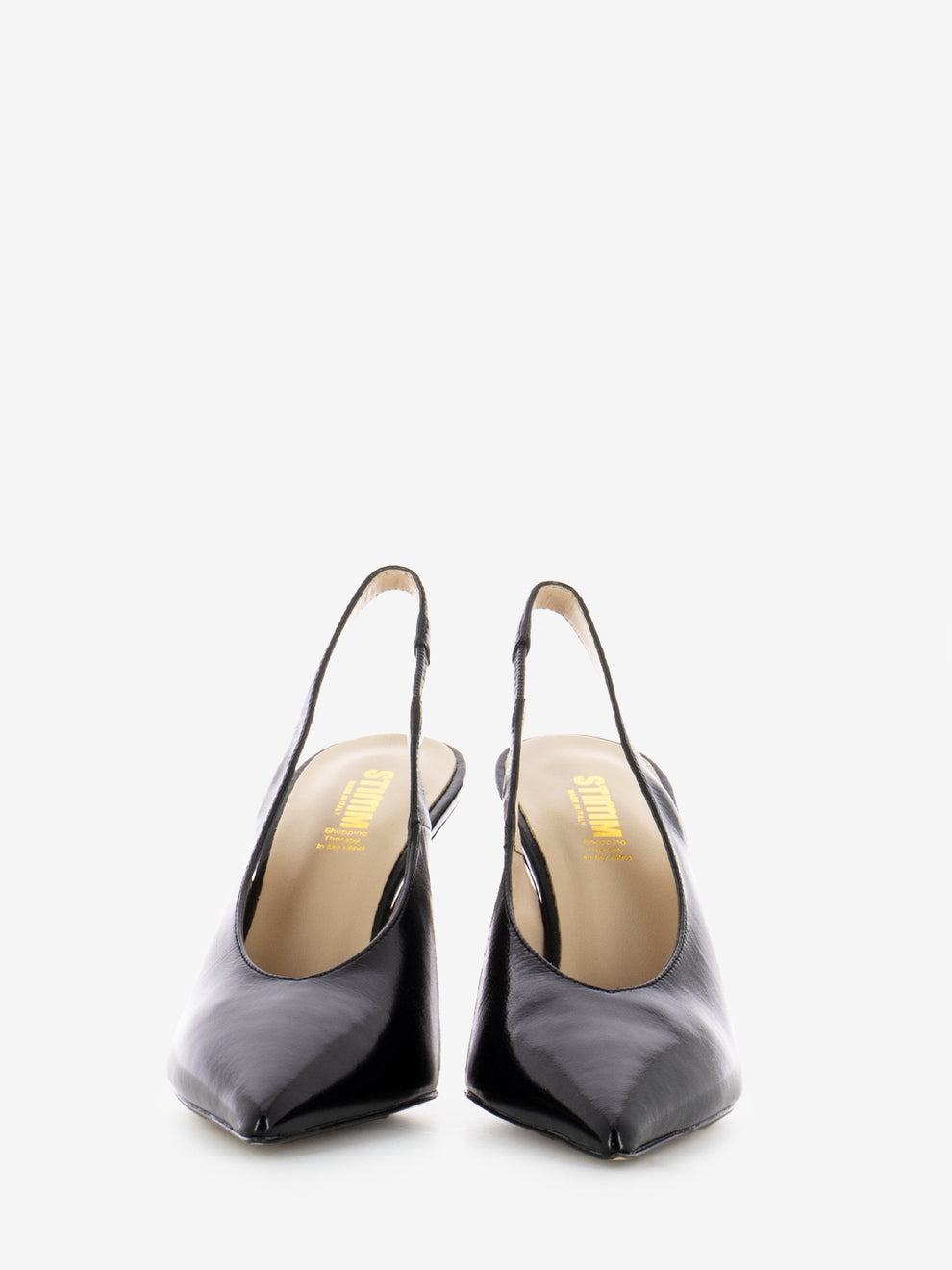 Slingback in pelle lucida nero