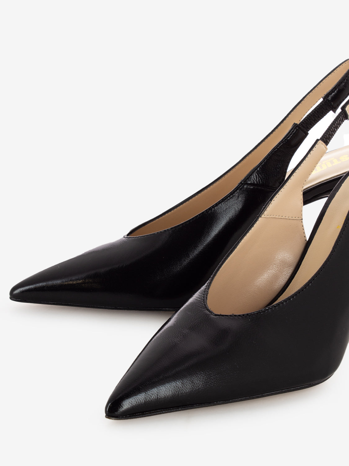 Slingback in pelle lucida nero