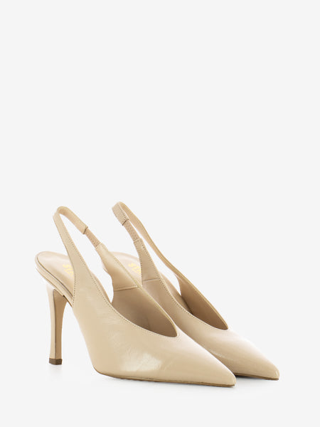 Slingback in pelle lucida sabbia