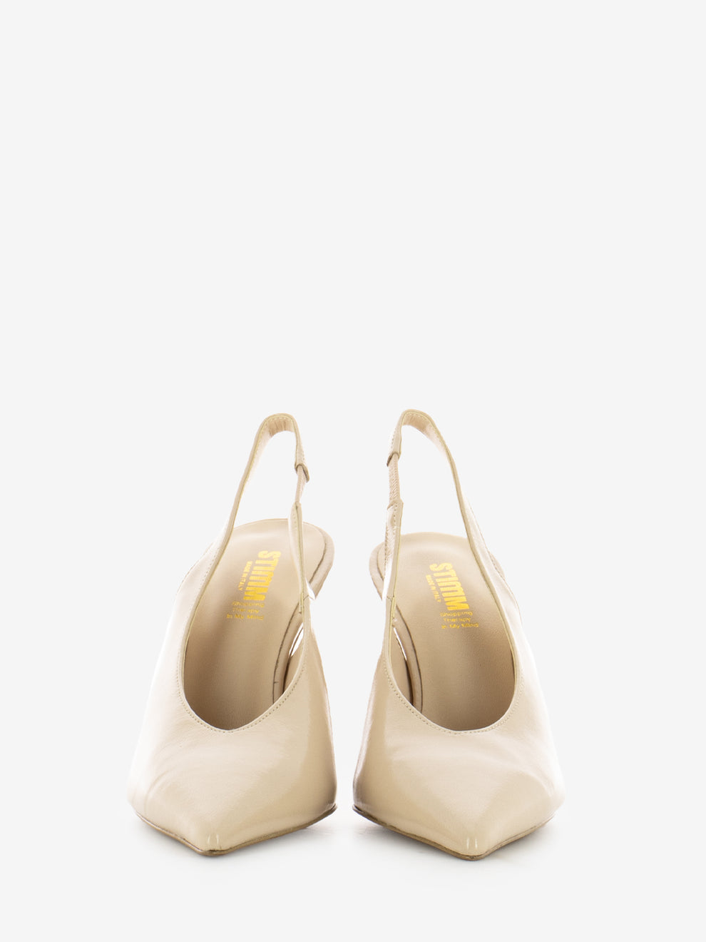 Slingback in pelle lucida sabbia