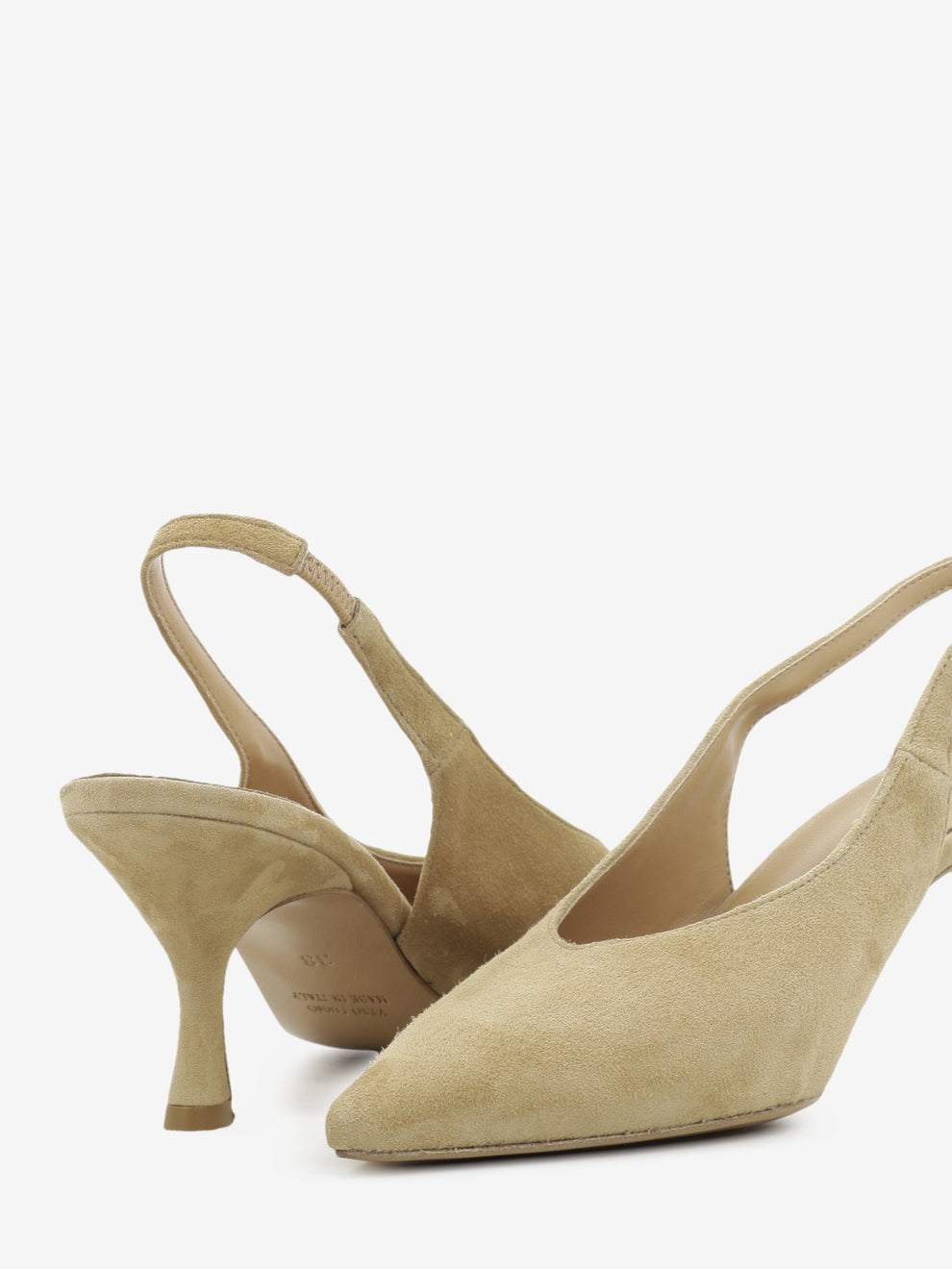 Slingback in suede camel