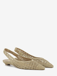 Slingback in suede traforato camel