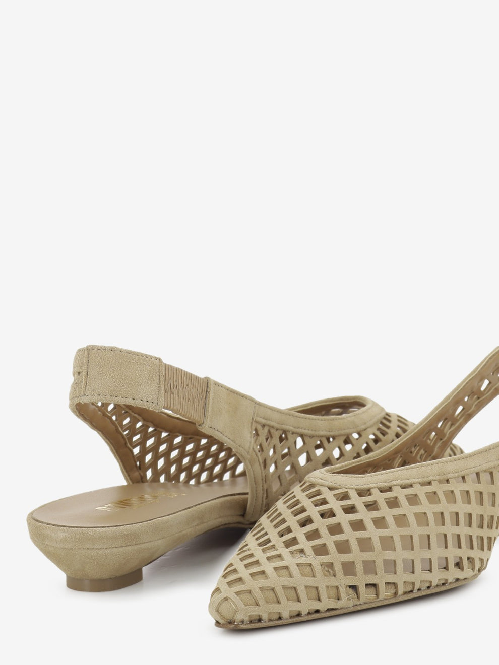 Slingback in suede traforato camel