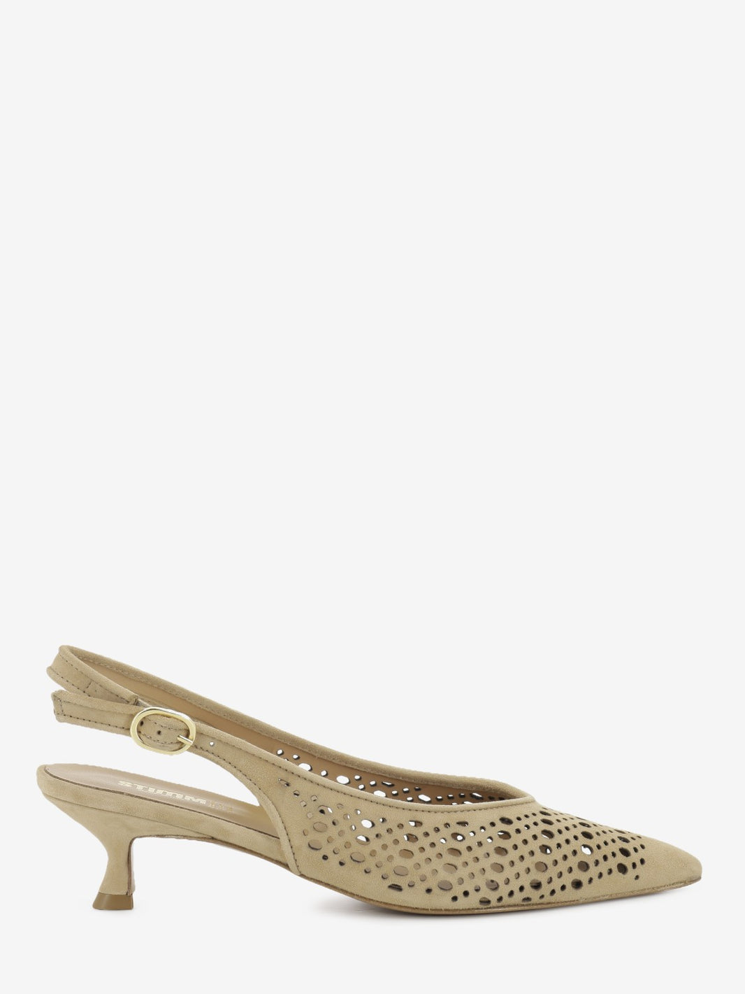 Slingback in suede traforato camel