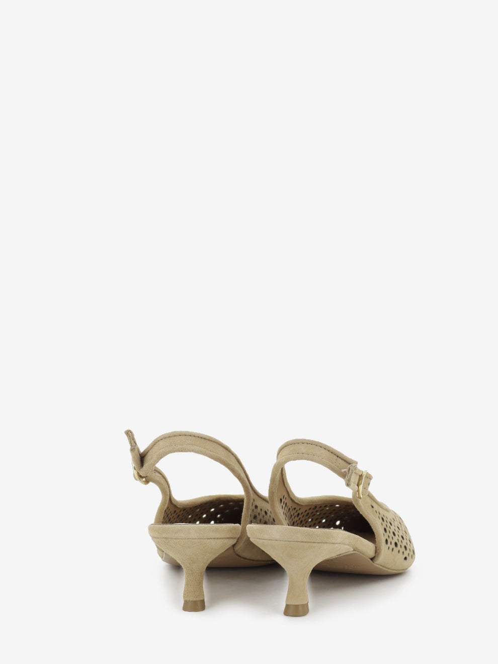 Slingback in suede traforato camel