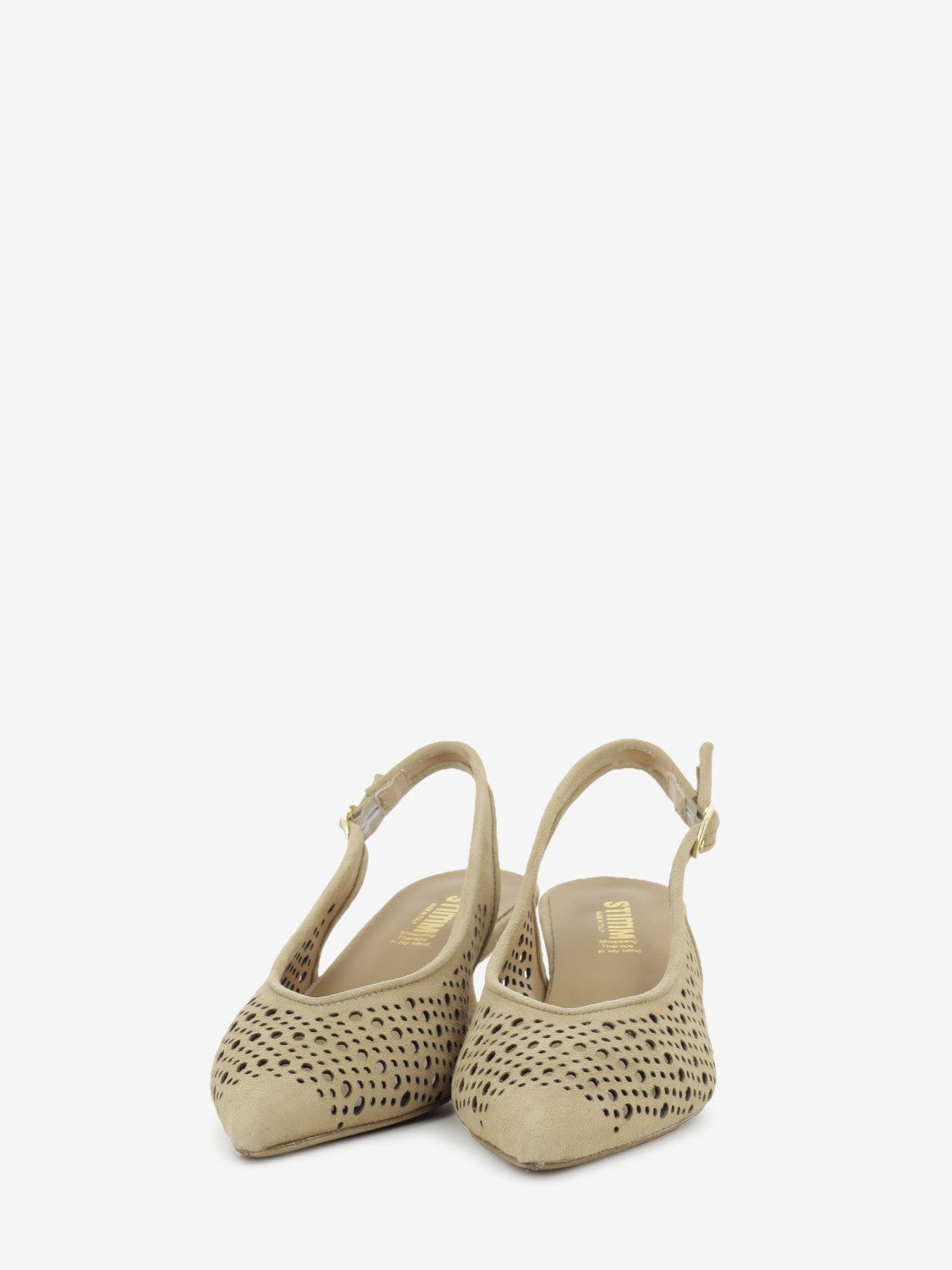 Slingback in suede traforato camel
