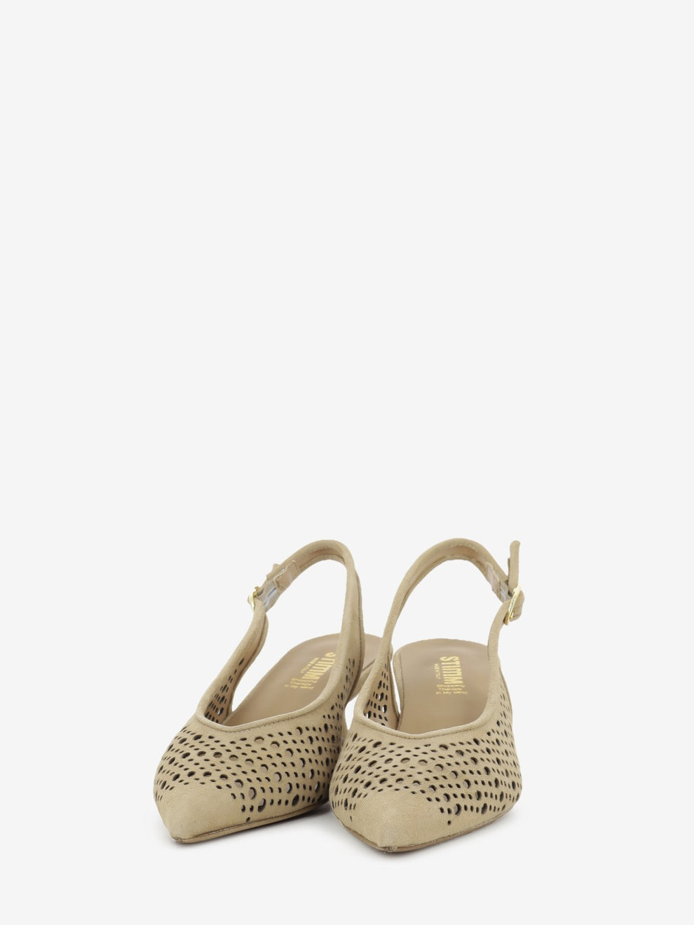 Slingback in suede traforato camel