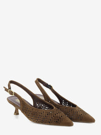 Slingback in suede traforato choco