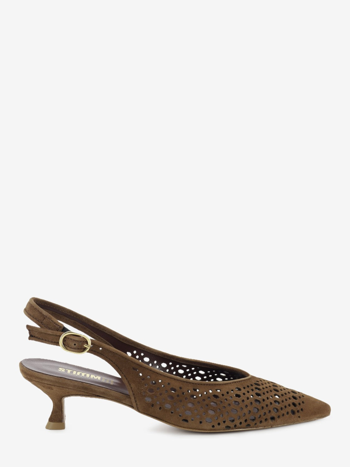 Slingback in suede traforato choco
