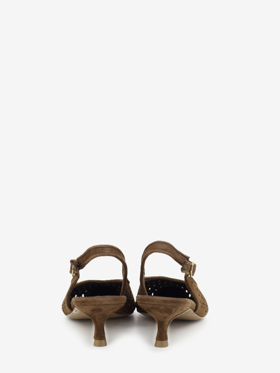 Slingback in suede traforato choco