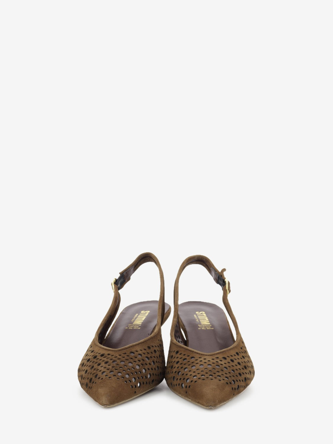 Slingback in suede traforato choco