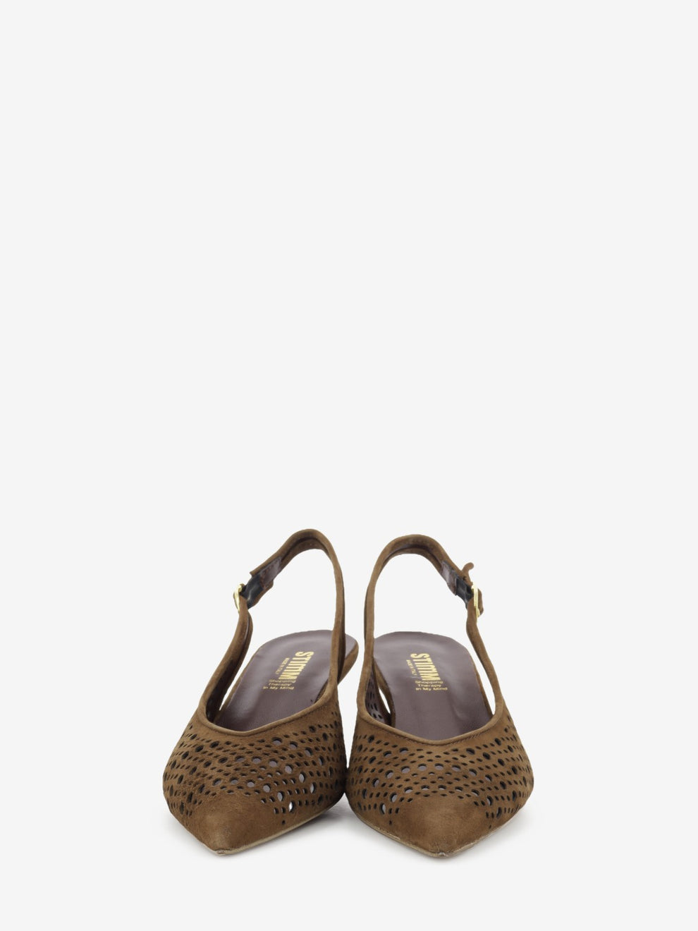 Slingback in suede traforato choco