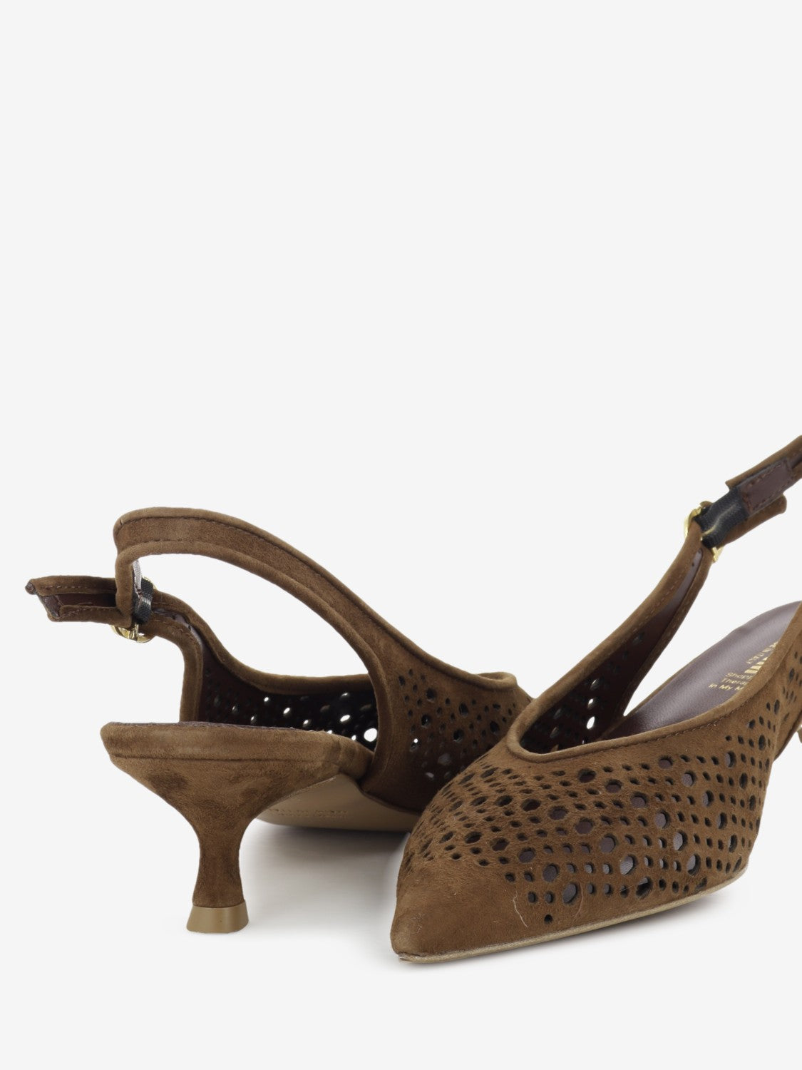 Slingback in suede traforato choco