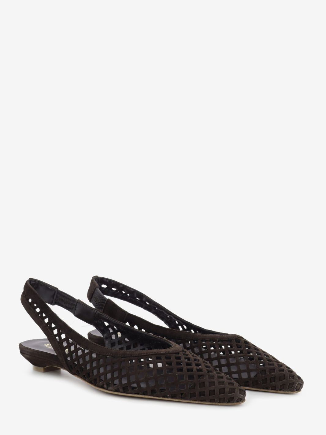 Slingback in suede traforato marrone