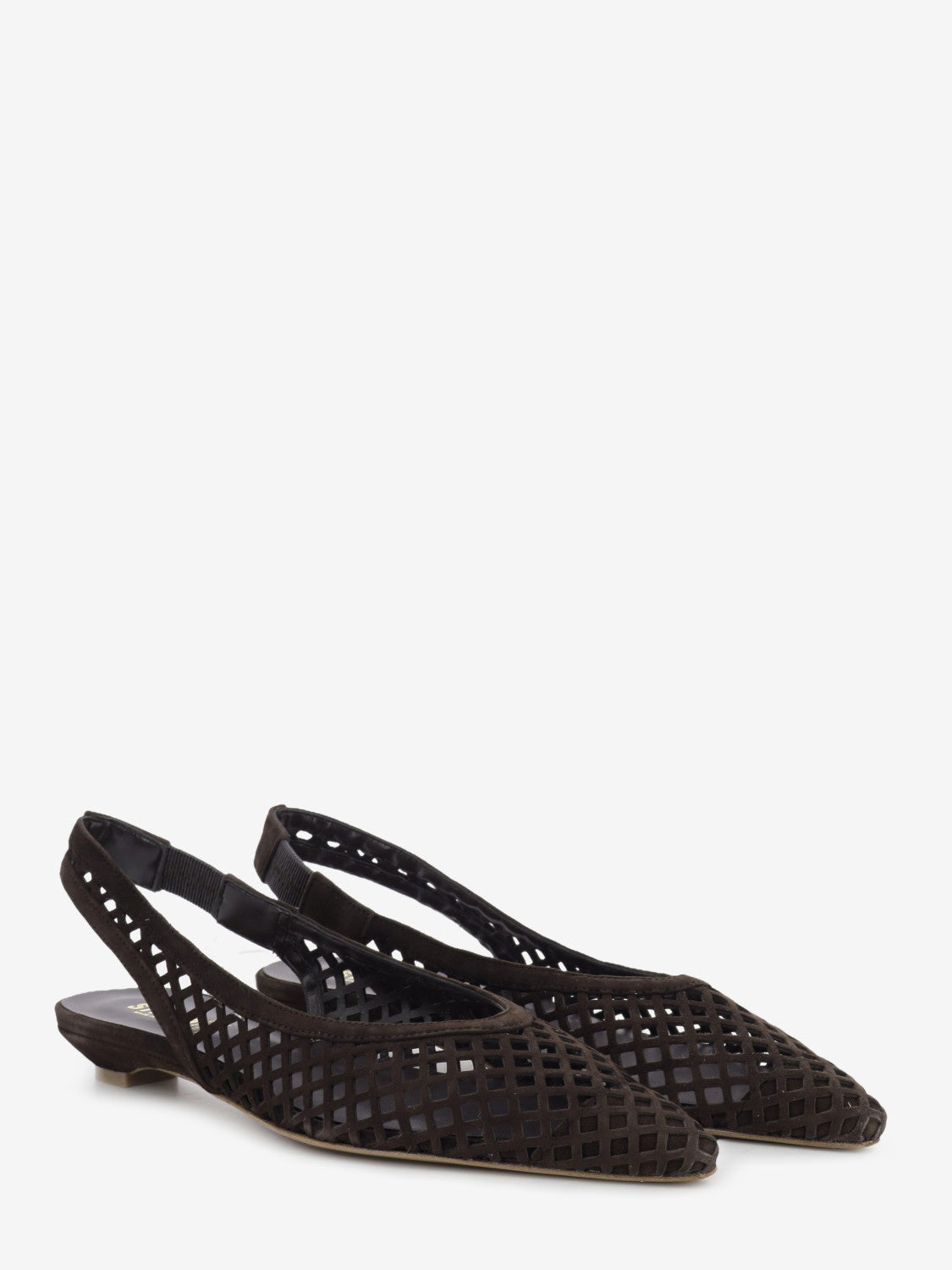 Slingback in suede traforato marrone