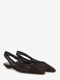Slingback in suede traforato marrone