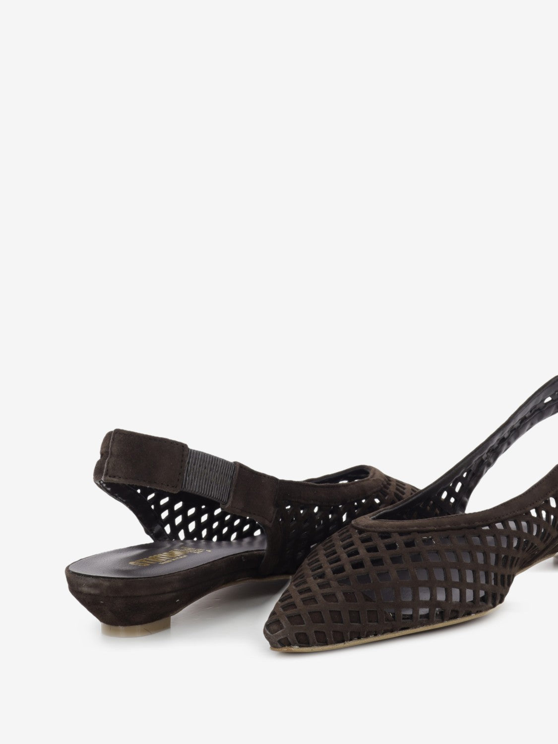 Slingback in suede traforato marrone