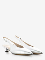 STIMM - Slingback pelle laminata argento