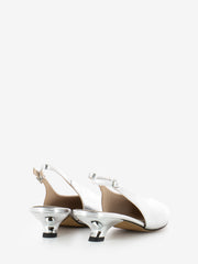 STIMM - Slingback pelle laminata argento