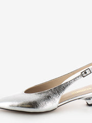 STIMM - Slingback pelle laminata argento