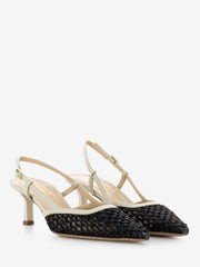 STIMM - Slingback rete e pelle nero / avorio