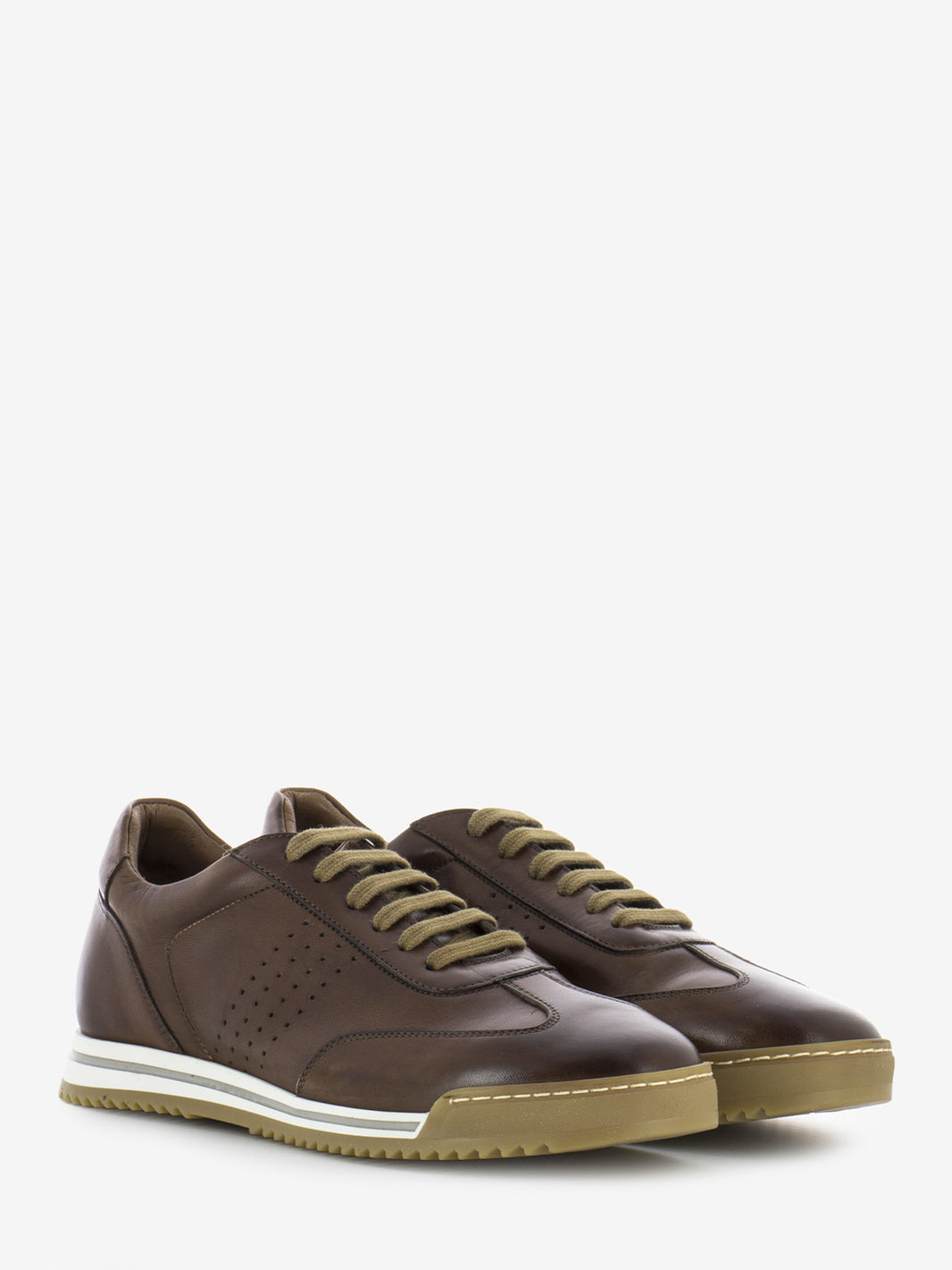Sneakers in pelle butter / brandy
