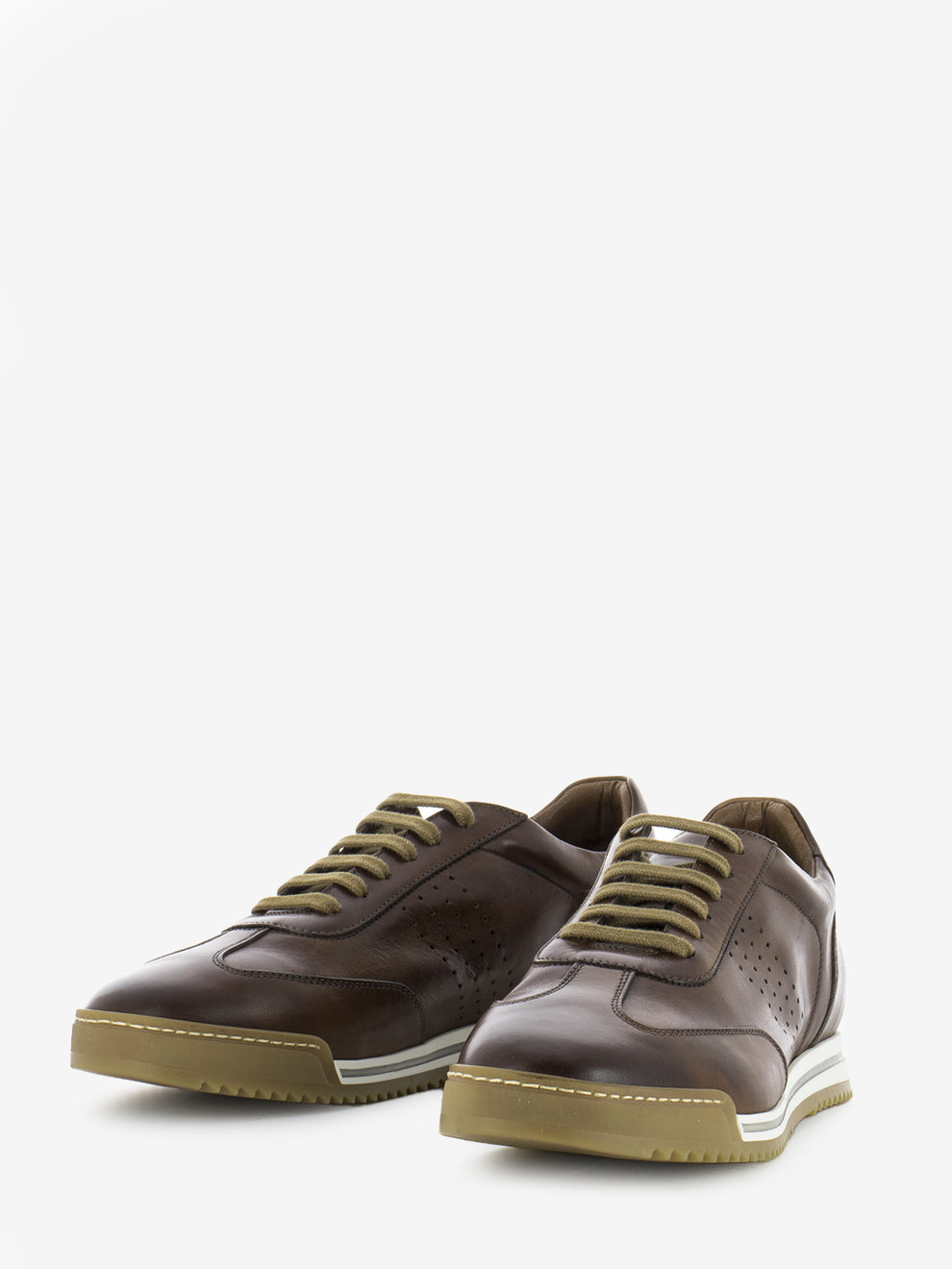Sneakers in pelle butter / brandy