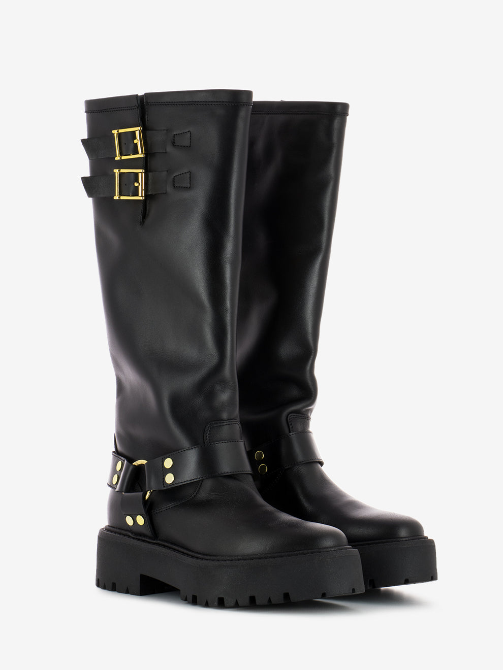 Stivale biker alto nero