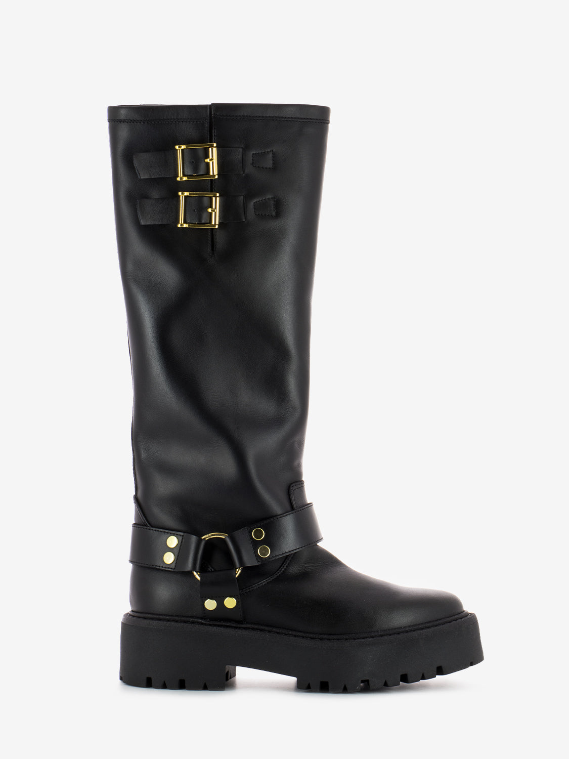 Stivale biker alto nero