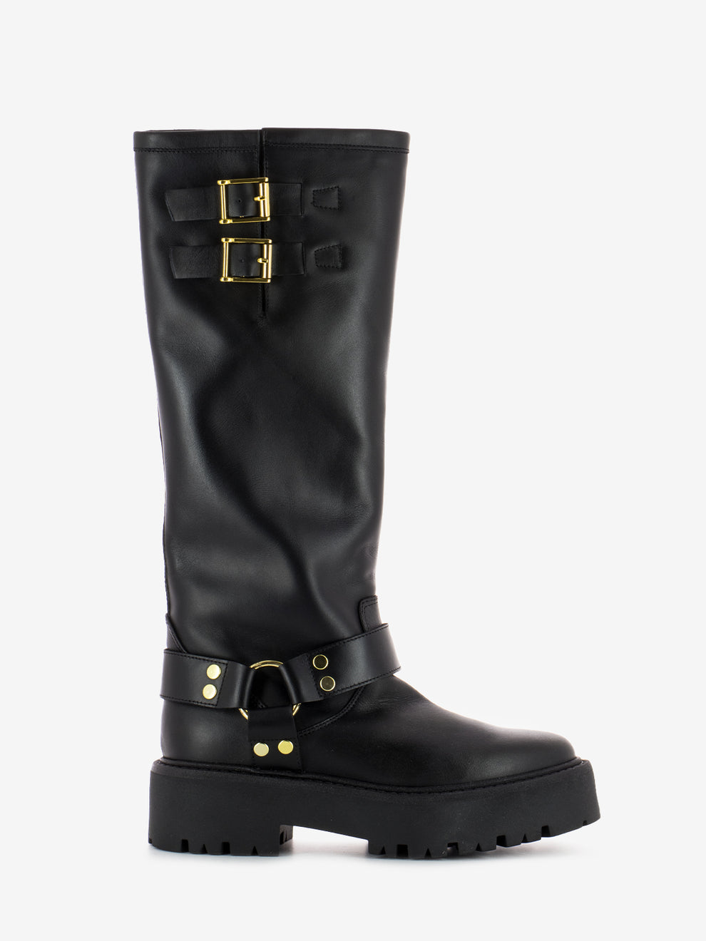 Stivale biker alto nero