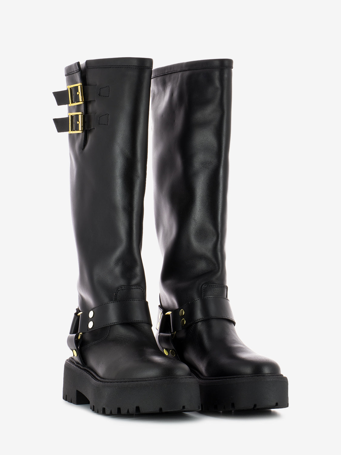Stivale biker alto nero