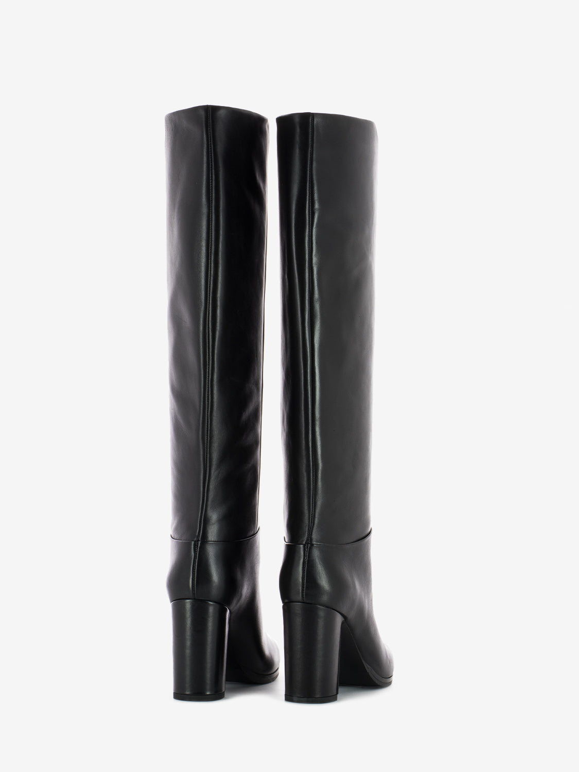 Stivale con tacco rivestito in pelle nero