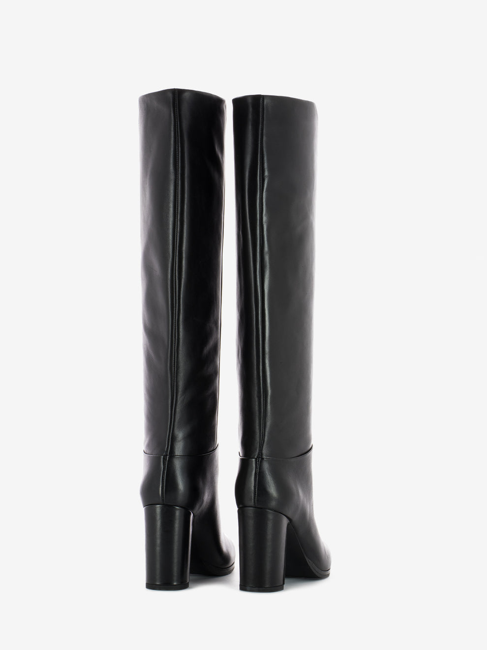 Stivale con tacco rivestito in pelle nero
