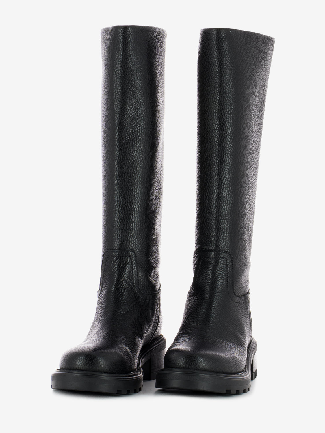Stivale in pelle martellata nero