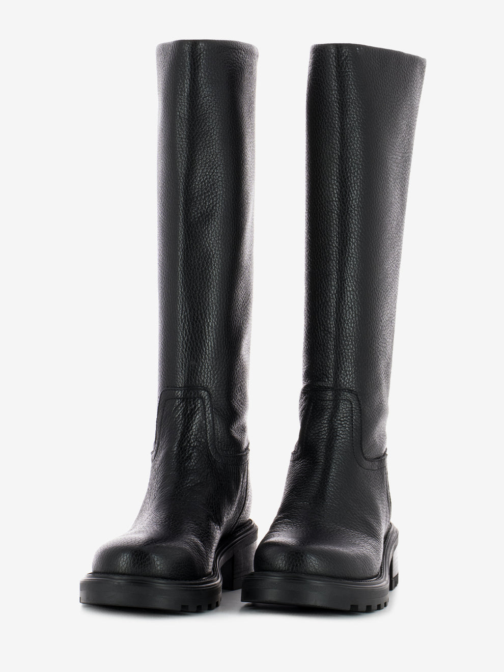 Stivale in pelle martellata nero
