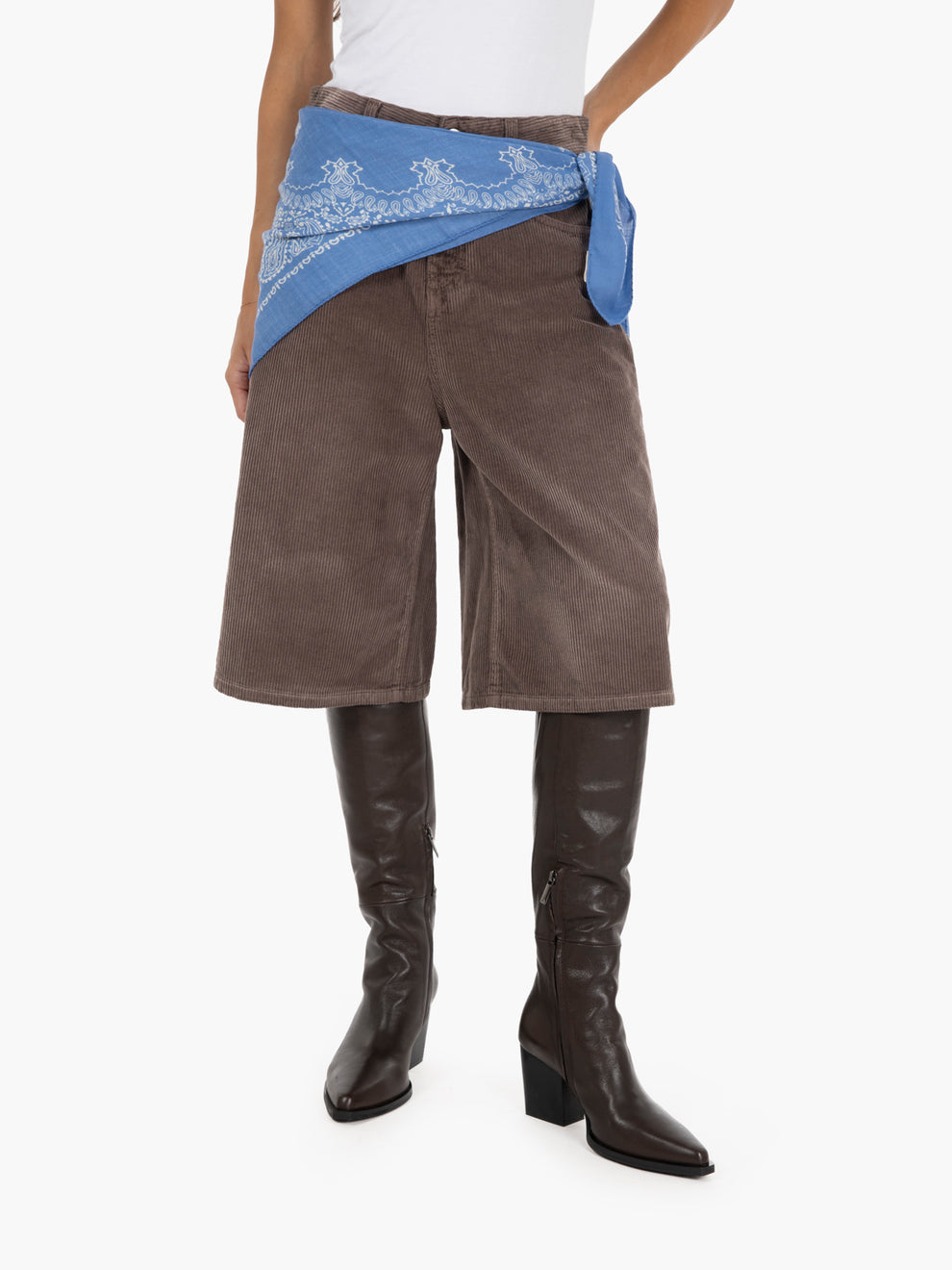 Dark brown half-zip Texan boot