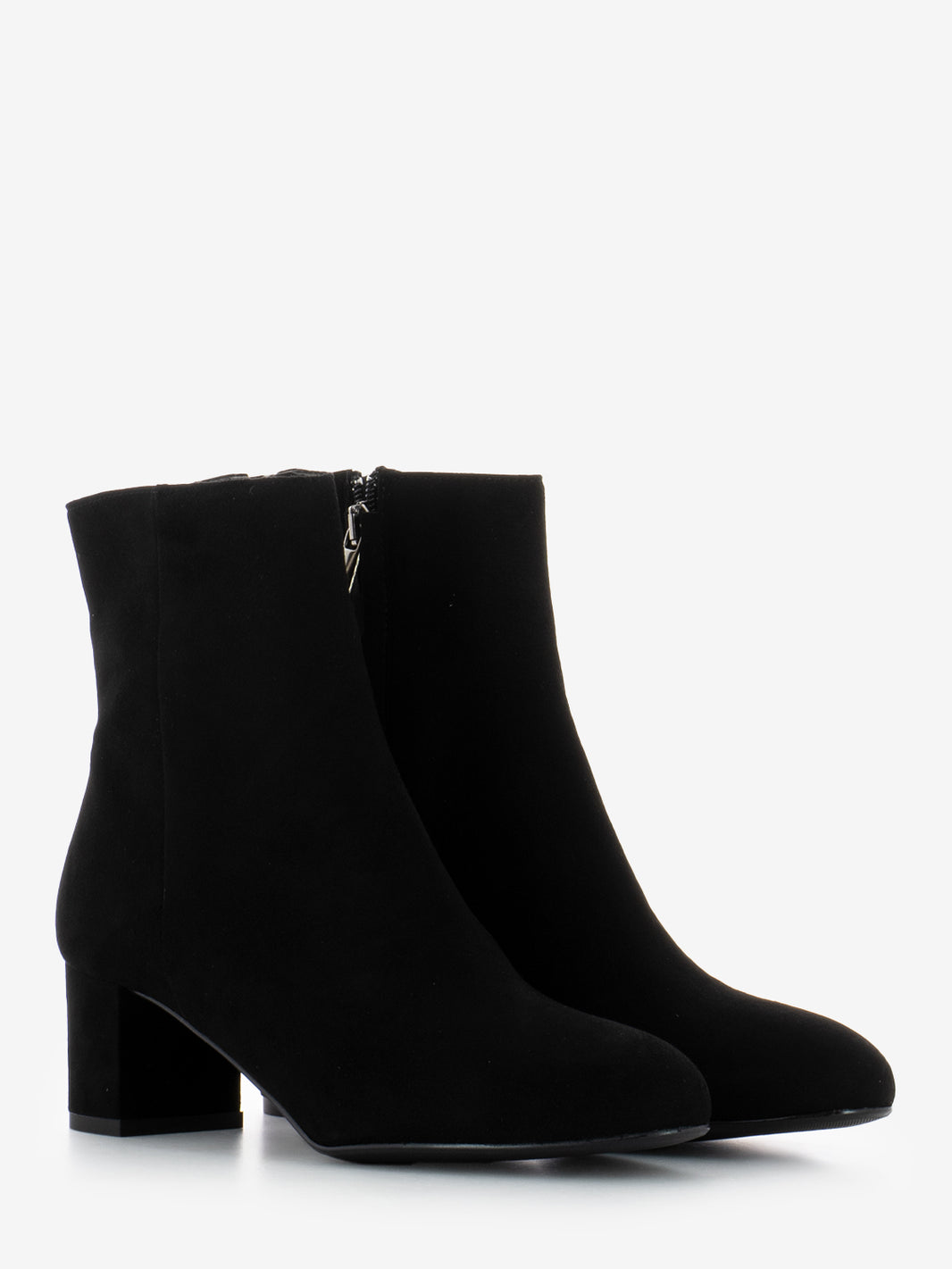 Suede ankle boots with black heel
