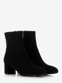 Suede ankle boots with black heel