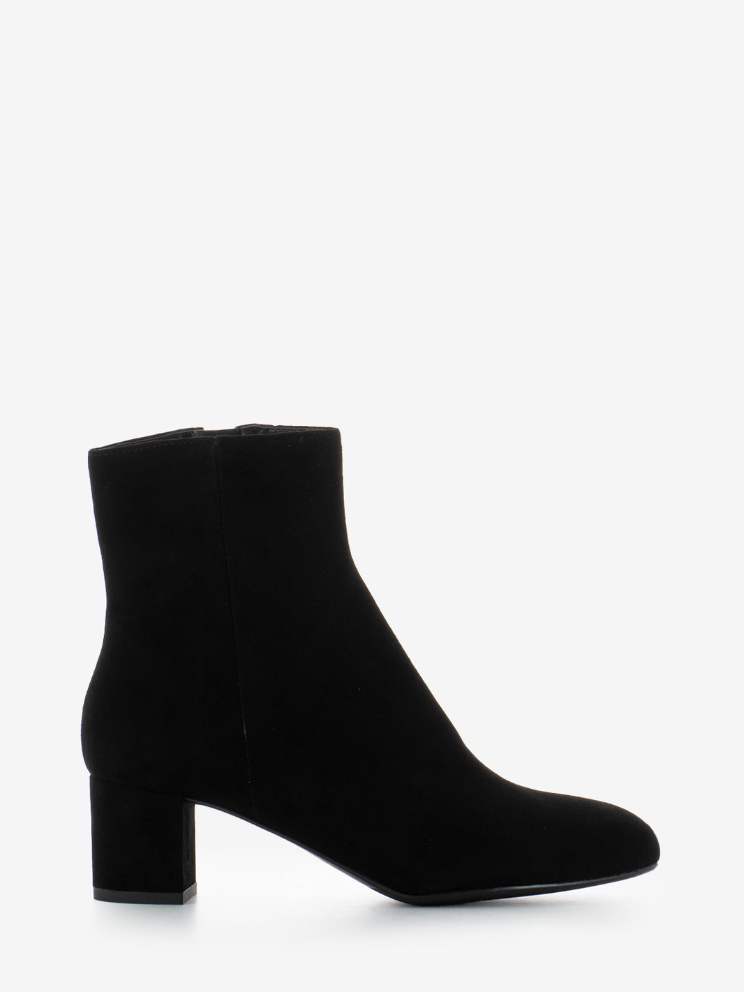 Suede ankle boots with black heel