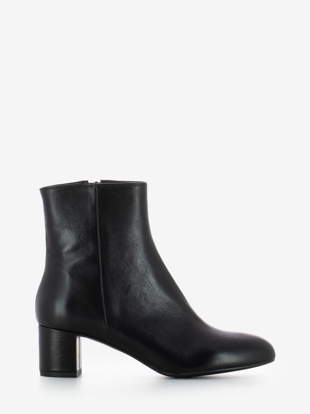 Black leather ankle boots with heel