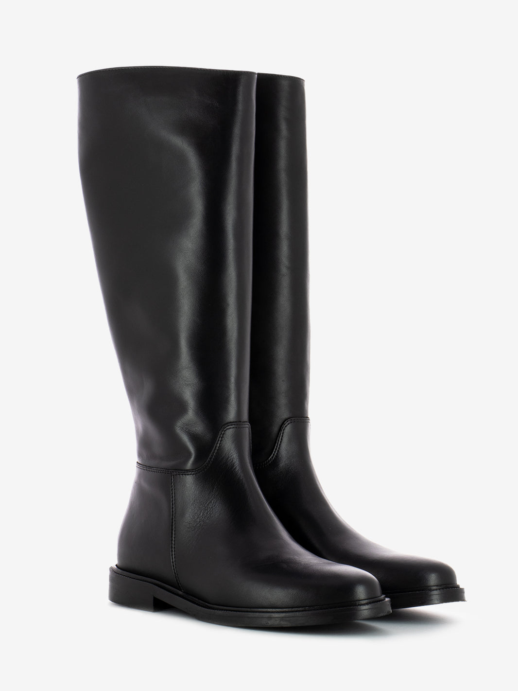 Stivali alti con zip in pelle neri
