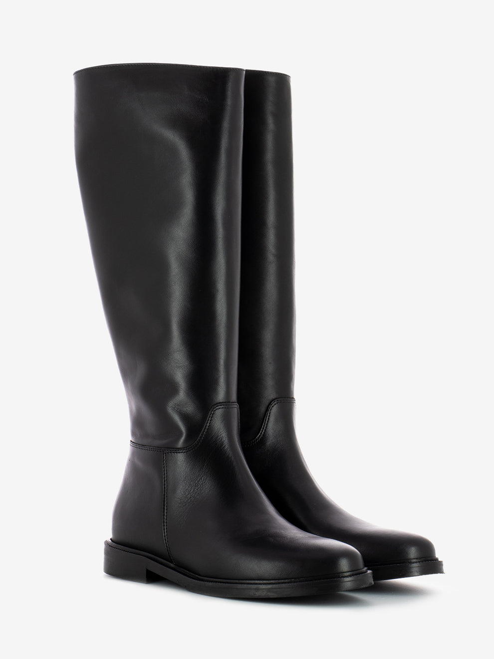 Stivali alti con zip in pelle neri