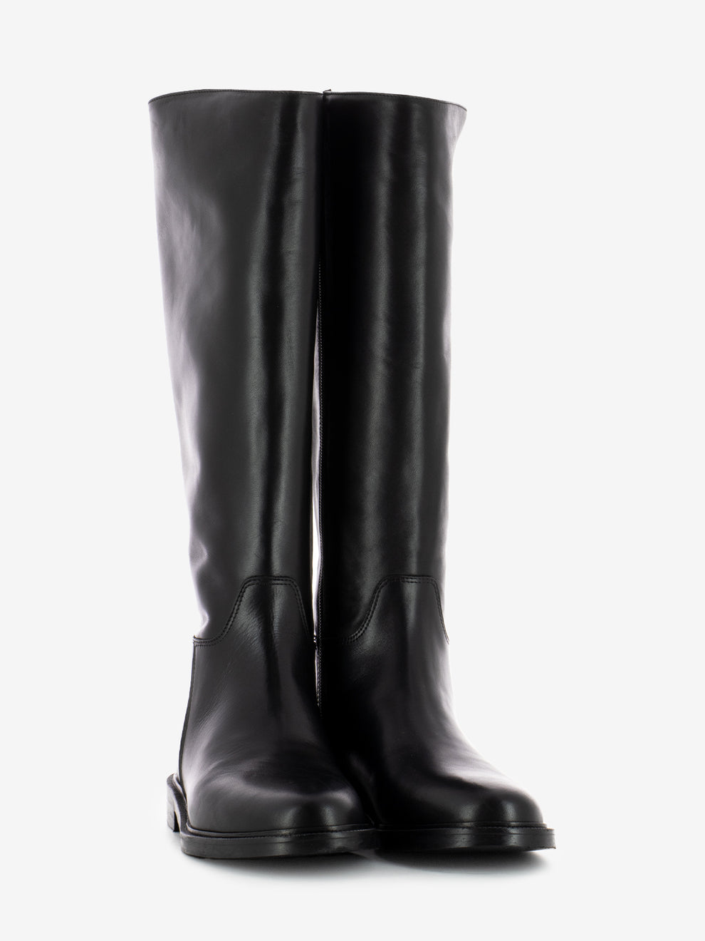 Stivali alti con zip in pelle neri