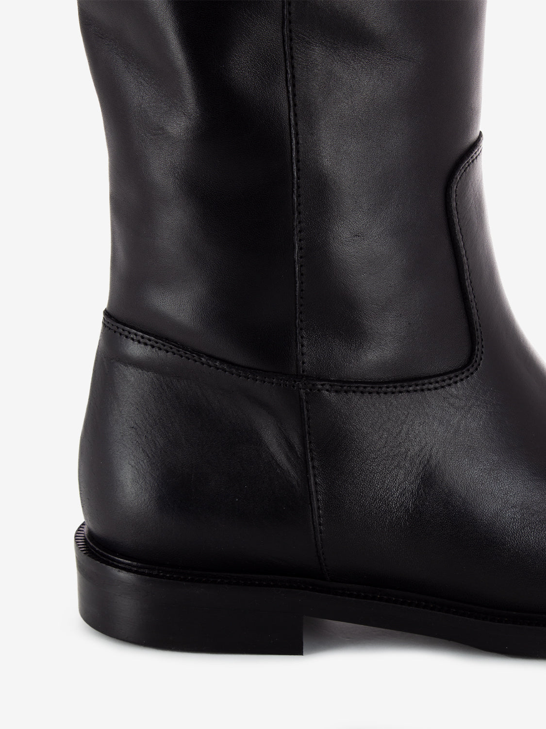 Stivali alti in pelle con fibbia hermes neri